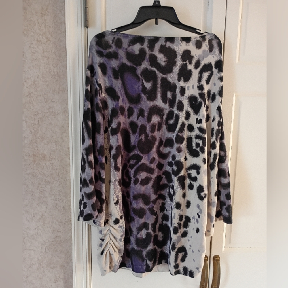 Lane Bryant Leopard Print Long Sleeve Top - Black, Purple, Gray - Picture 2 of 6